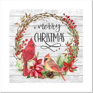 Cardinal Christmas Wreath A Posters and Art